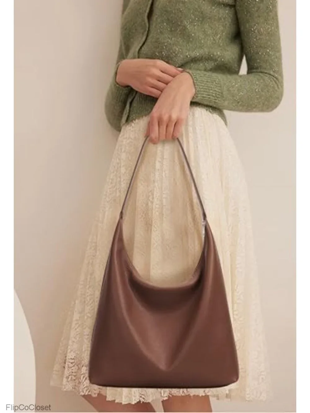 Vegan Faux Leather Slouchy Hobo Tote Bag, Large Capacity, Zipper Closure